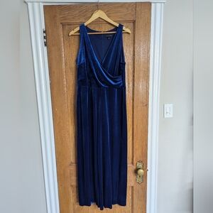 Banana Republic Navy Velvet Wide Leg Jumpsuit - Size L/12